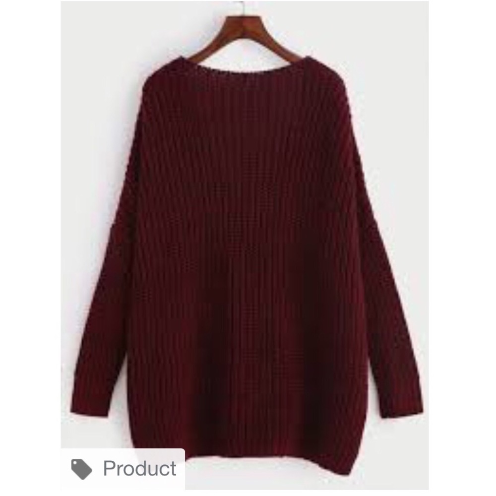 Burgundy sweater with front pocket